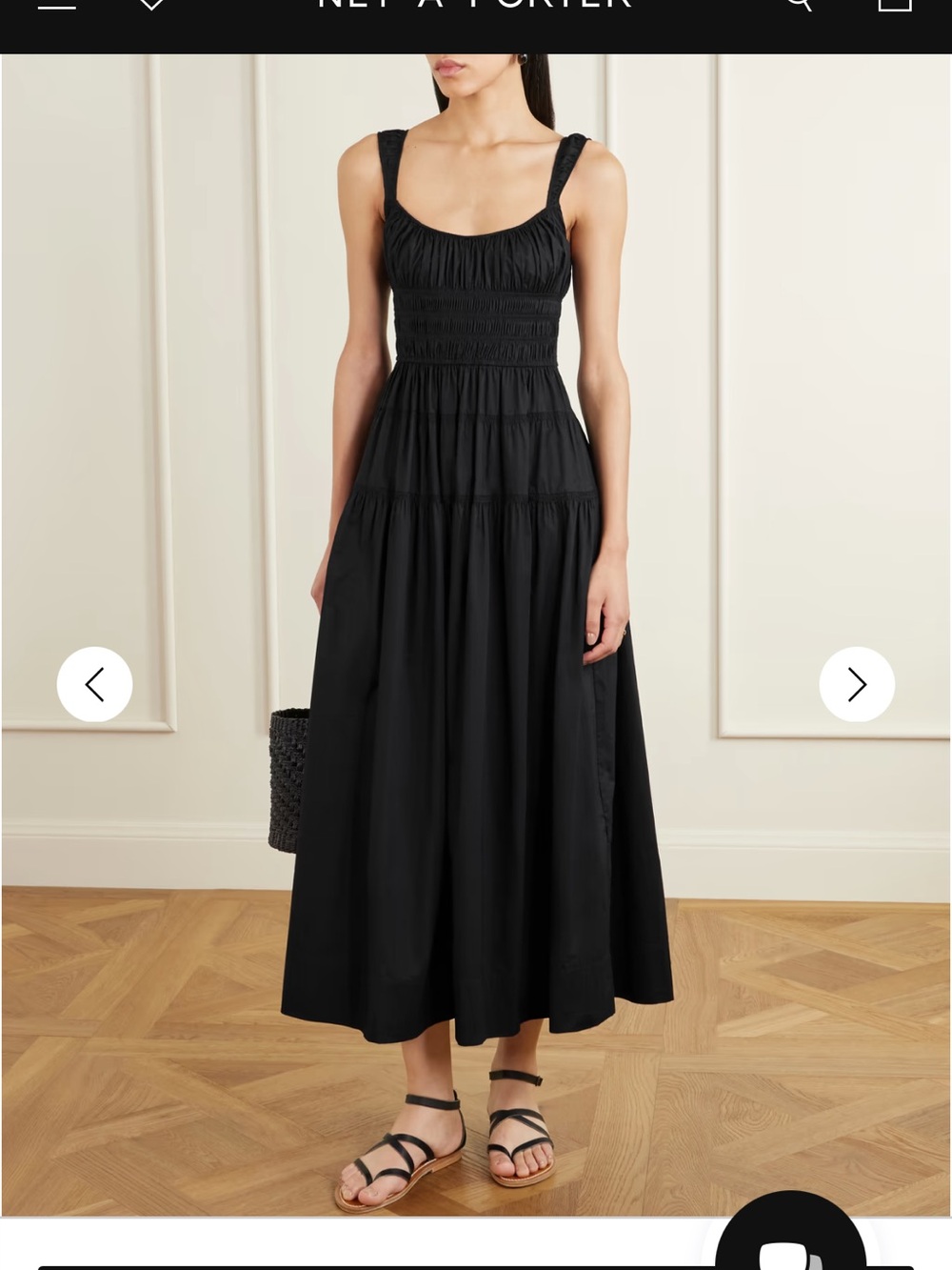Doen Black Smocked Tiered Maxi Dress